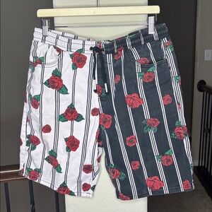 Fresh Prints of Bel Air Men’s Dual Tone Rose Elastic Shorts Size XL Streetwear